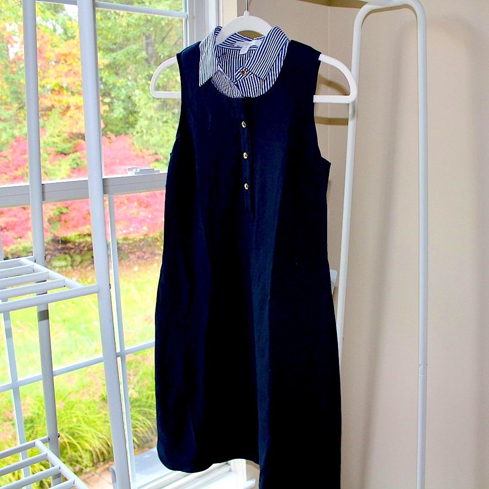 1901 Poplin Collar Knit Dress | Navy | XS | NWT!